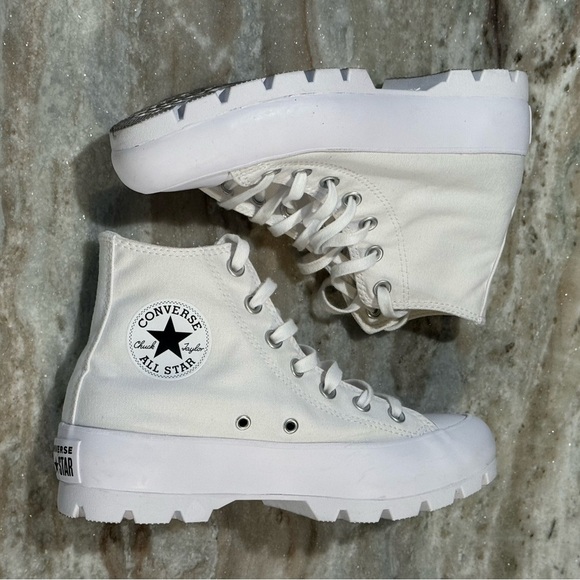 Women’s CONVERSE Chuck Taylor All Star high top lug white sneakers- Size 7.5 - Picture 9 of 12